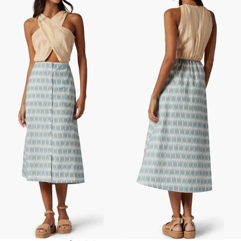 Joie Flippa Geo Print Cotton MidiβDress - Womenβs US 14 NWT